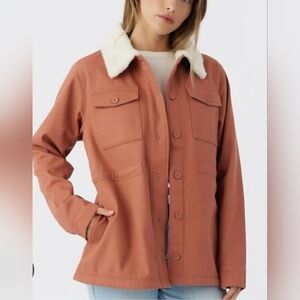 Hang Ten Ladies Utility Jacket Barn Chore Coat Sherpa Lined Rust Copper, Size L